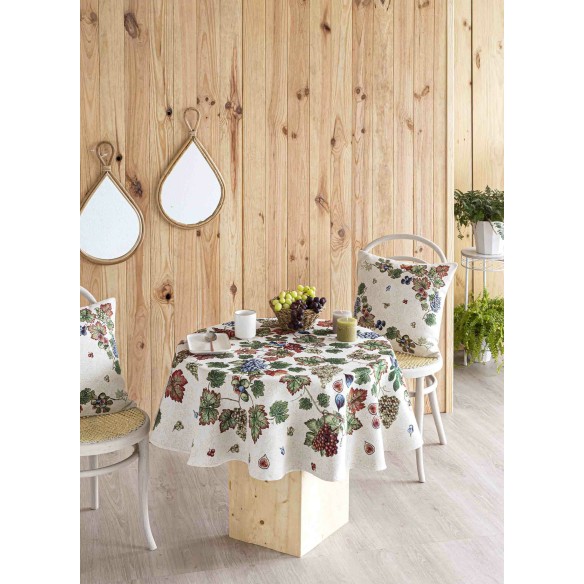 Mantel de mesa de tejido jacquard con hojas de parra
