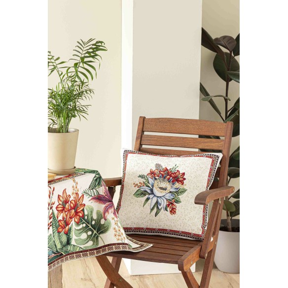 Cojin Jacquard con flor 45x45 LOTUS