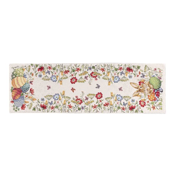 Jacquard table runner with rabbit and Easter eggs. 40x135 EGGS