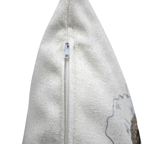 Cojin estampado flores azules con hojas en plumilla 45x45 LILY C.3