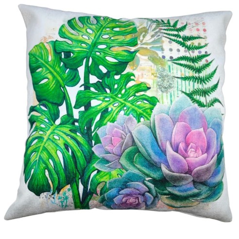 Printed cushion with plant images 45x45 ARTEMISA