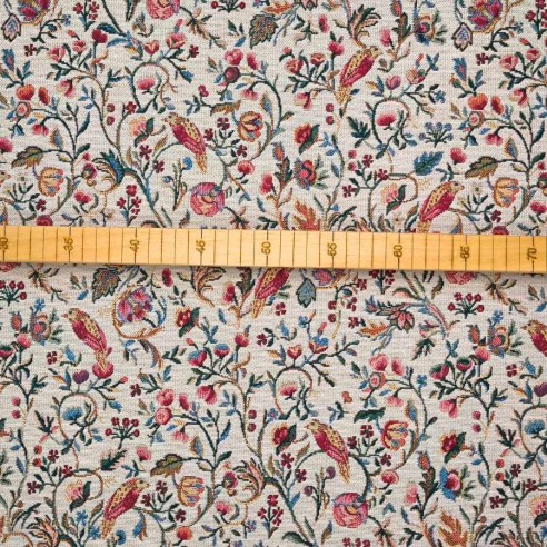 Tejido Jacquard NEEM 4 con estilo floral chines vintage. Ancho 140