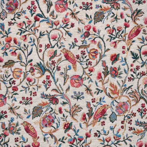 NEEM 4 jacquard fabric with a vintage Chinese floral pattern. Width: 140 cm