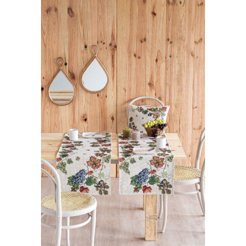 Camino de mesa de tejido jacquard con hojas de parra. 40x135 PARRA