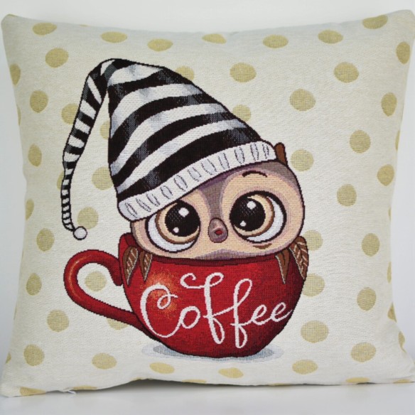 Jacquard cushion owl in cup 45x45 DREAMS