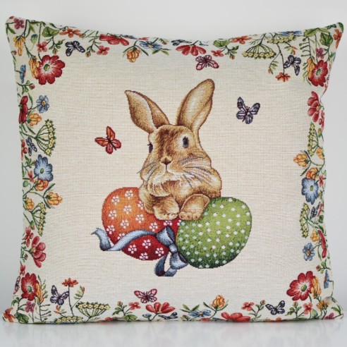 Cojin Jacquard con conejo y huevos de pascua 45x45 EGGS