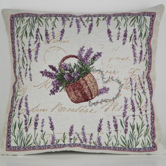 Cojin Jacquard con flores lavanda 45x45 LAVANDER