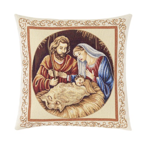 Jacquard cushion with Nativity and beige background. 45x45 NATIVIDAD C.42