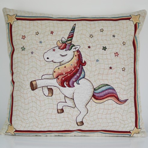 Cojin Jacquard unicornio 45x45 RAINBOW