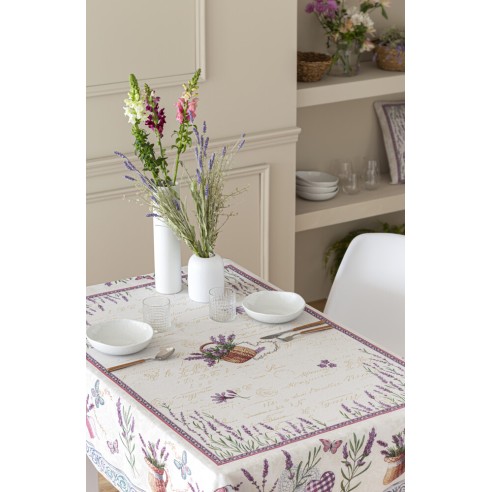 Mantel de mesa de tejido Jacquard con flores lavanda LAVANDER