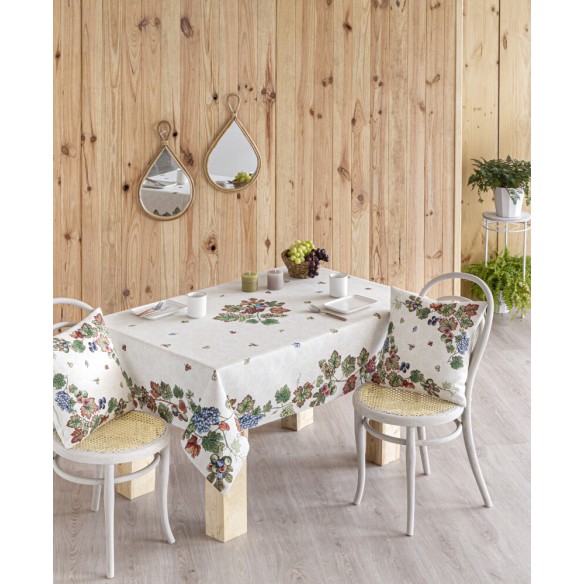 Jacquard tablecloth with vine leaves